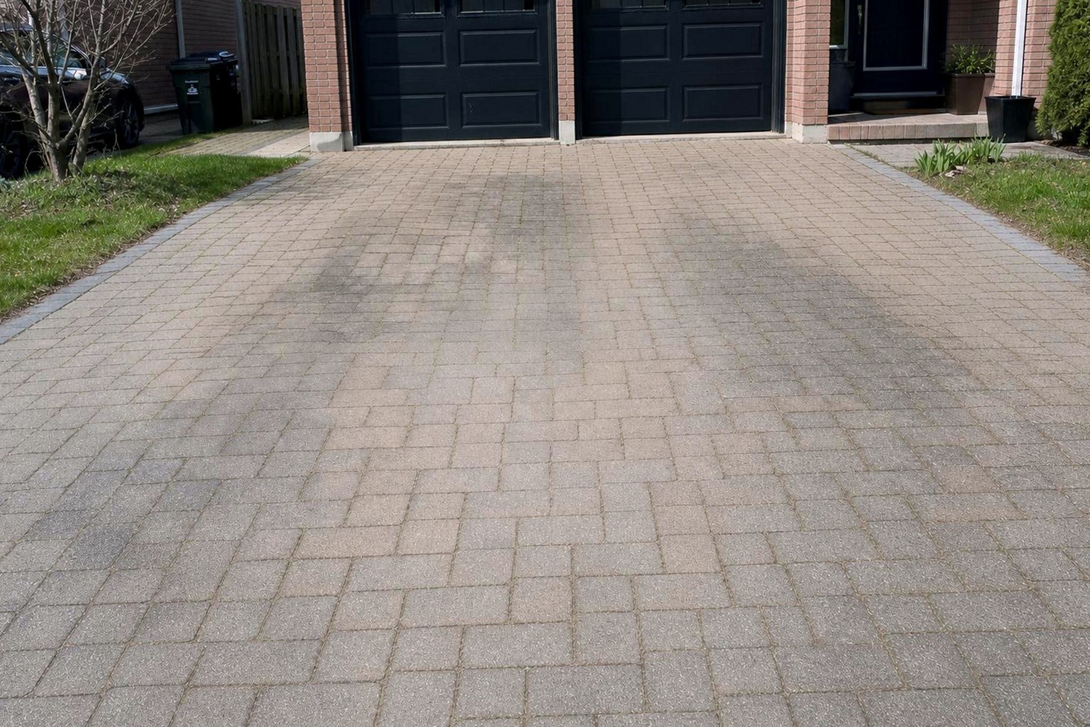 The same driveway cleaned and re-sanded back to its original colour
